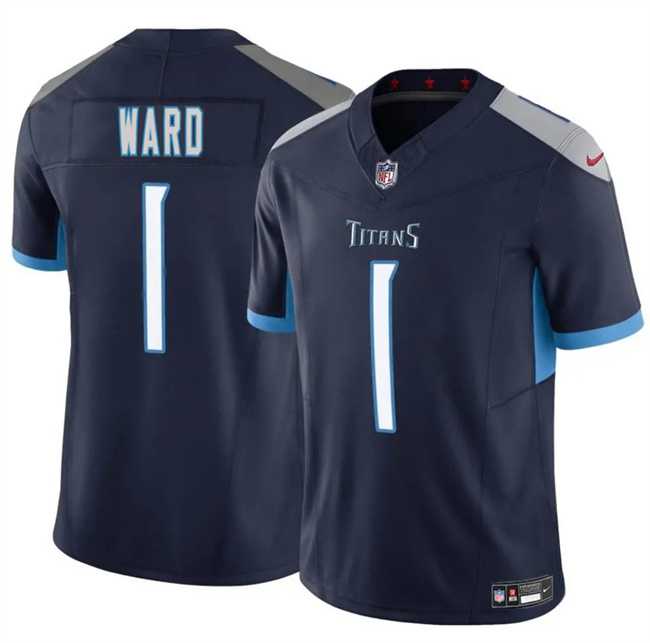 Men & Women & Youth Tennessee Titans #1 Cameron Ward Navy 2025 Draft F.U.S.E. Vapor Limited Stitched Jersey->customized nfl jersey->Custom Jersey